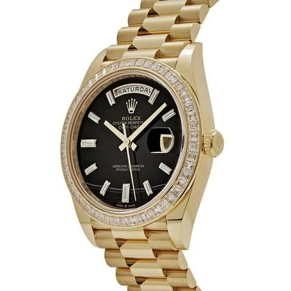 Rolex Day-Date 40 228398TBR Yellow Gold Onyx Baguette Diamond Dial Baguette Bezel - Image 8