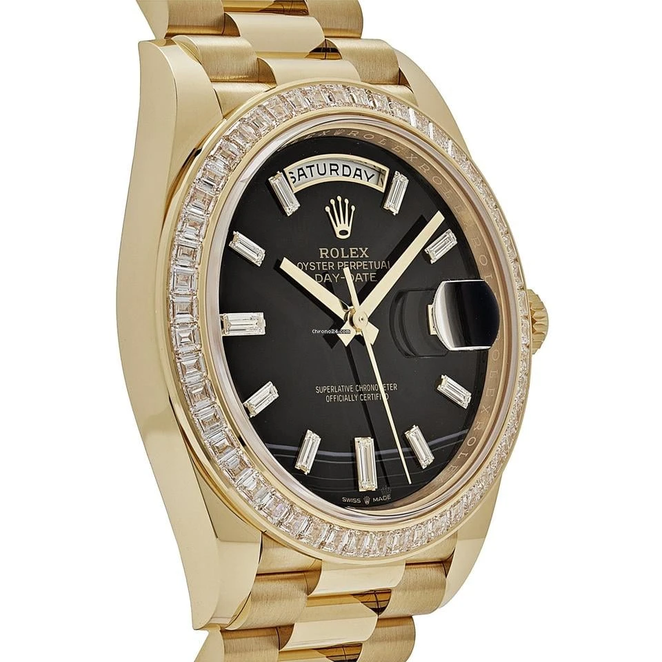Rolex Day-Date 40 228398TBR Yellow Gold Onyx Baguette Diamond Dial Baguette Bezel - Image 5