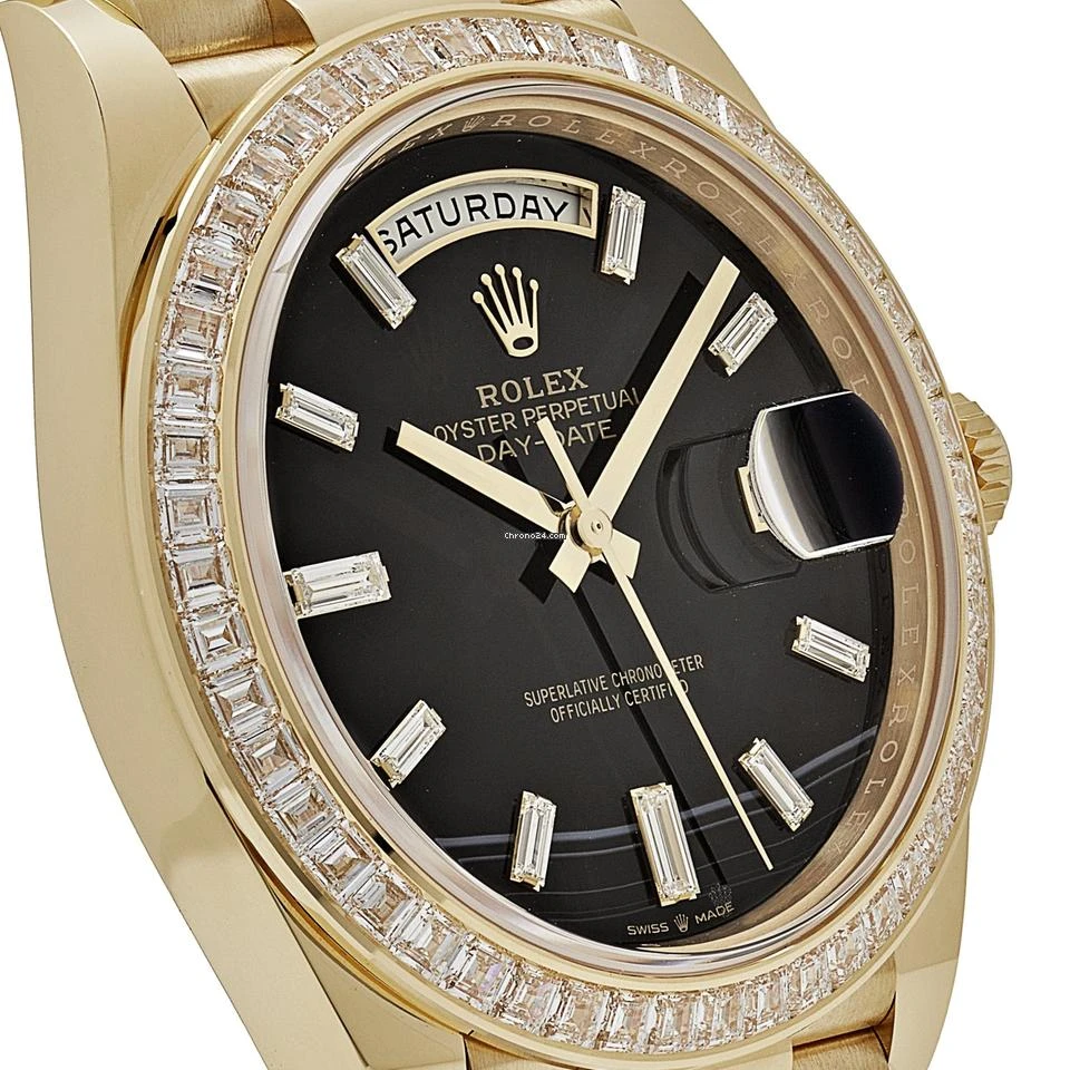 Rolex Day-Date 40 228398TBR Yellow Gold Onyx Baguette Diamond Dial Baguette Bezel - Image 4