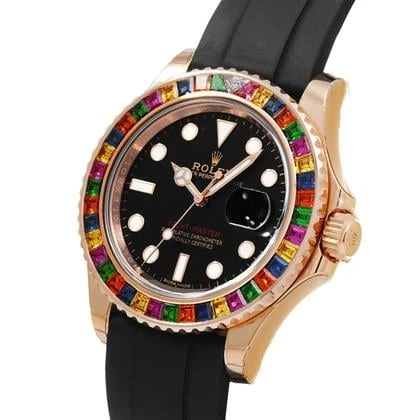 Rolex Yacht-Master 40 116695SATS Rose Gold Black Dial Rainbow Bezel - Image 6